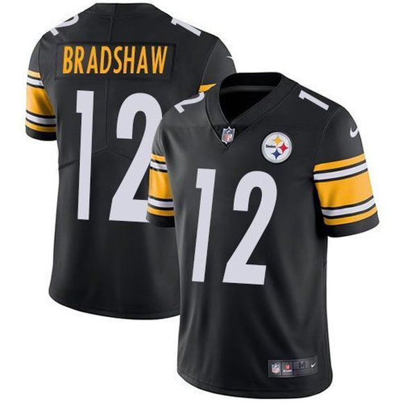 Men Pittsburgh Steelers 12 Terry Bradshaw Nike Black Limited NFL Jersey